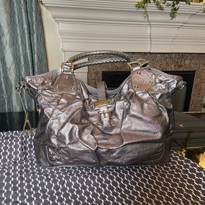 Halston heritage metallic silver shoulder bag
